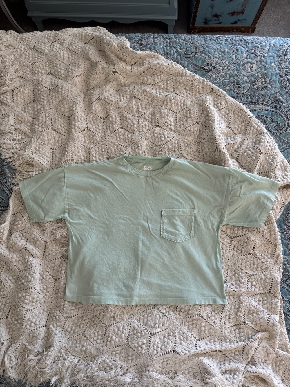 SO Light Mint Short-Sleeve Cropped Pocket Tee